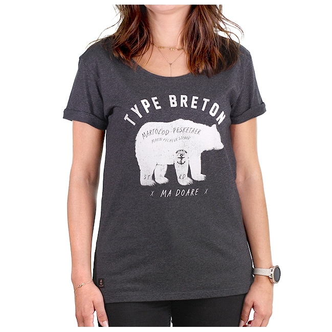 T-shirt Ours Breton gris anthracite Femme
