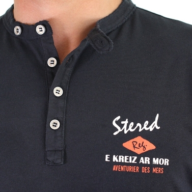 T-shirt col boutonné EKM - Marine foncé