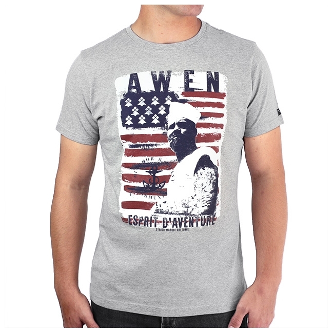 T-shirt Awen Drapeau - Gris chiné