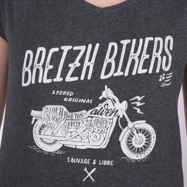 T-shirt Col V Breizh Bikers - Anthracite